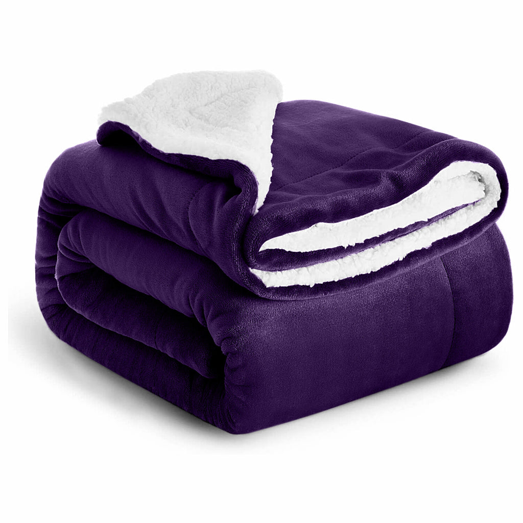 Large Sherpa Fleece Blanket 400 Gsm Super Soft Reversible Warm Sofa Bed Throws