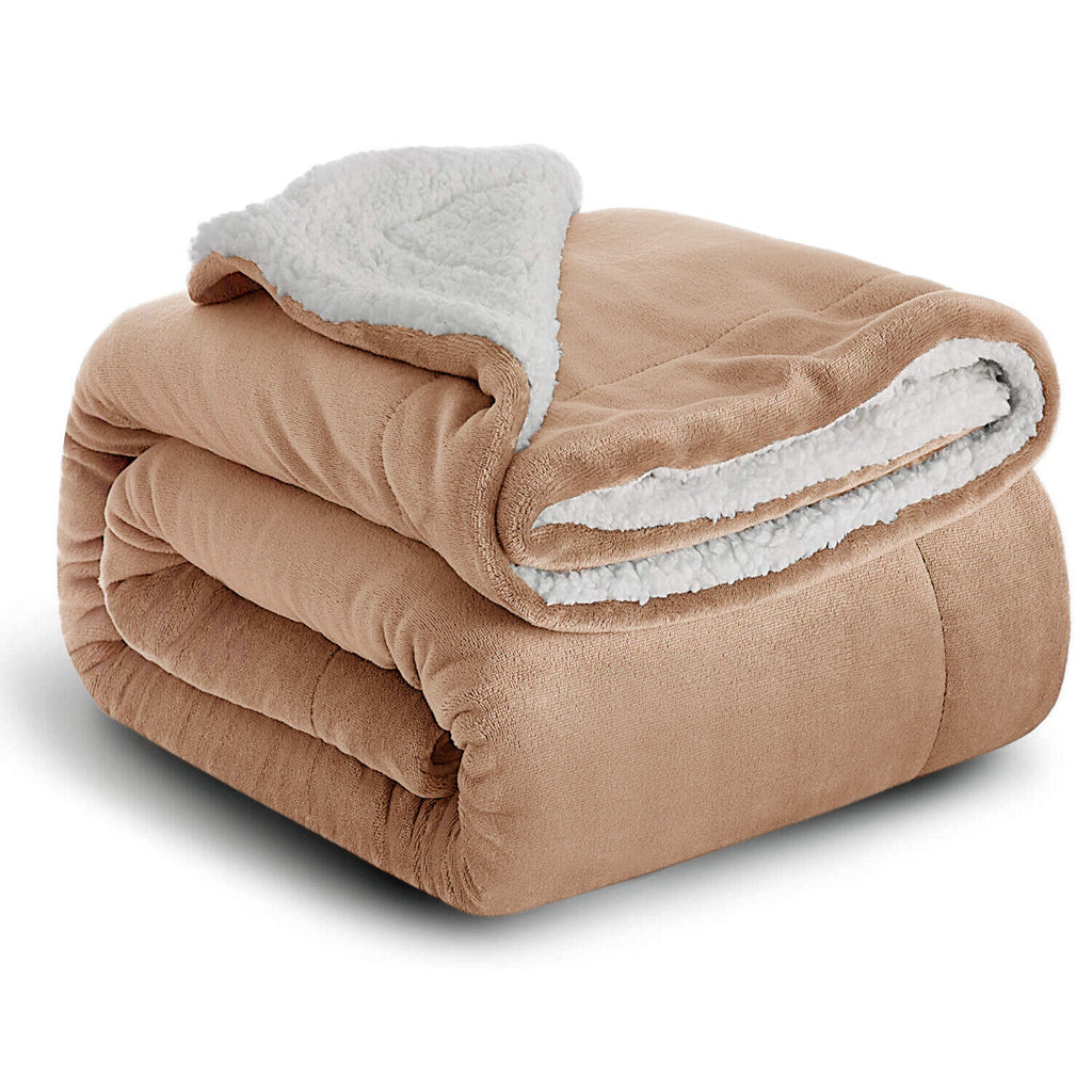 Large Sherpa Fleece Blanket 400 Gsm Super Soft Reversible Warm Sofa Bed Throws