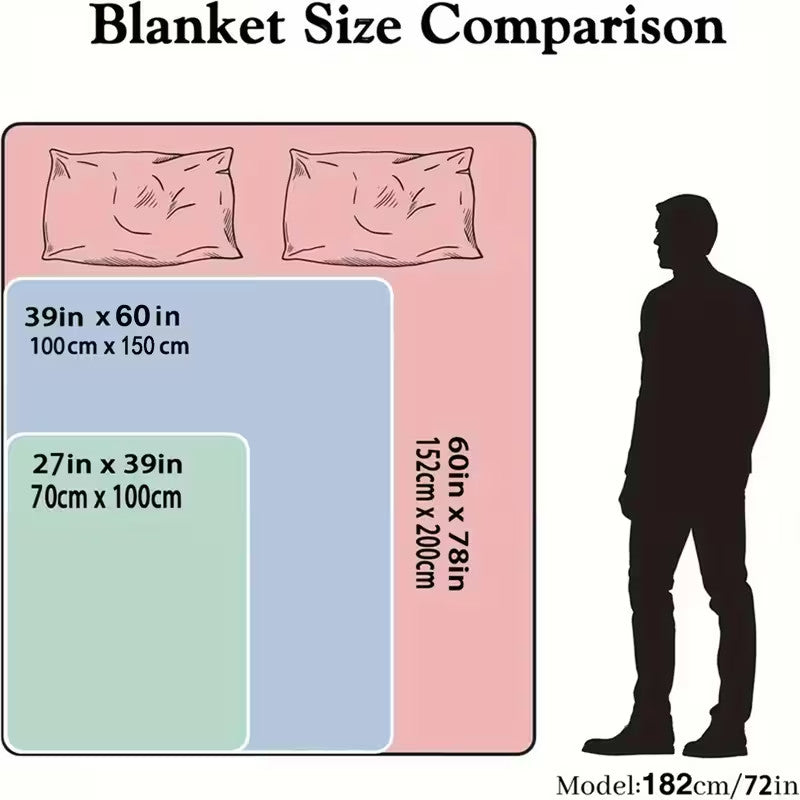 Cute Cat Print Flannel Blanket Soft gift girl nap All-Season Washable camping US