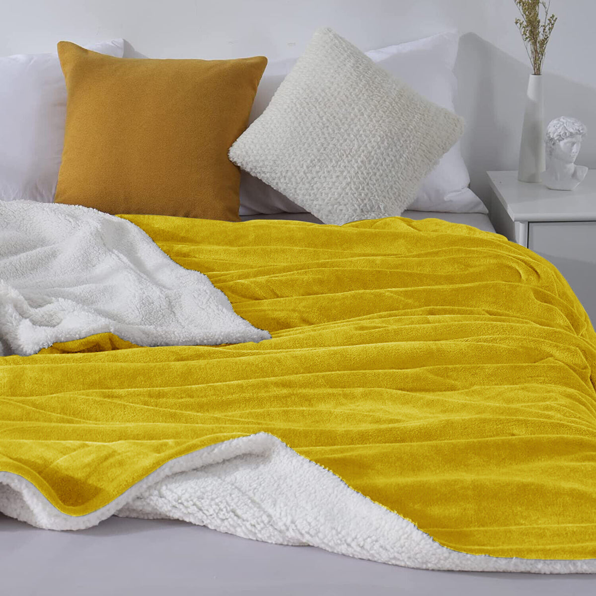 Large Sherpa Fleece Blanket 400 Gsm Super Soft Reversible Warm Sofa Bed Throws