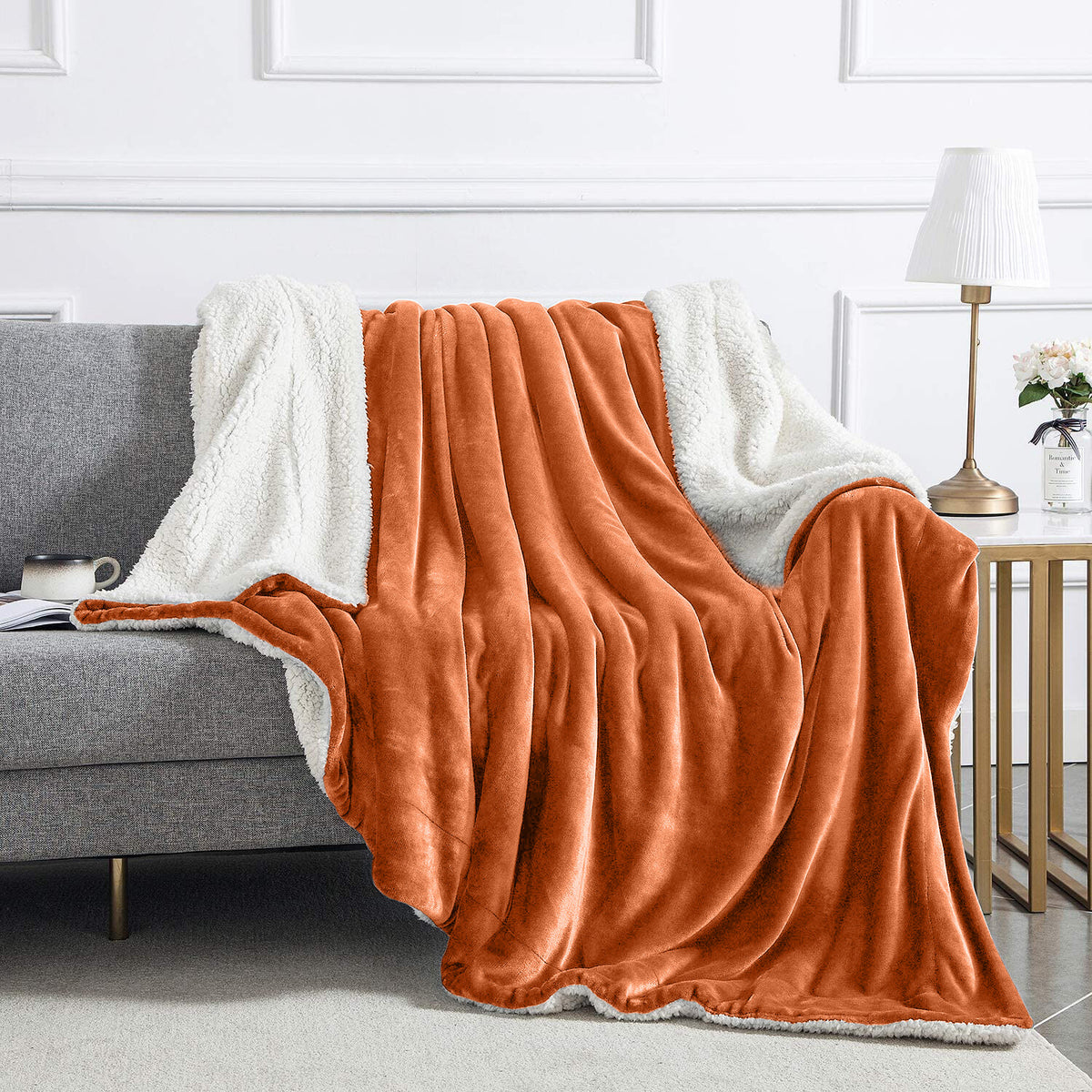 Large Sherpa Fleece Blanket 400 Gsm Super Soft Reversible Warm Sofa Bed Throws