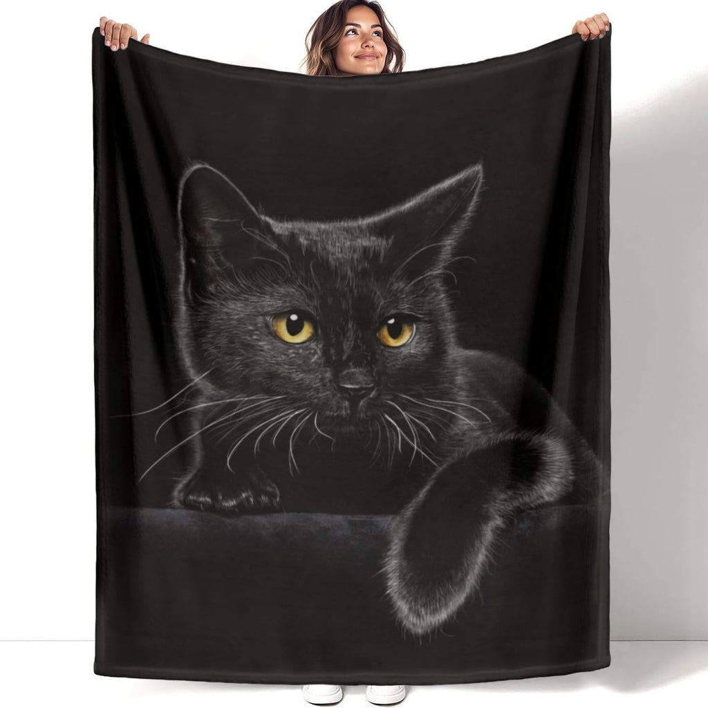 Cute Cat Print Flannel Blanket Soft gift girl nap All-Season Washable camping US