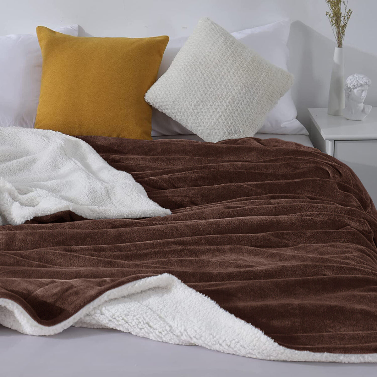 Large Sherpa Fleece Blanket 400 Gsm Super Soft Reversible Warm Sofa Bed Throws