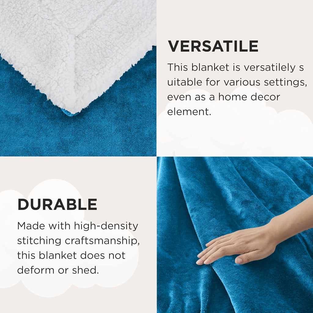 Large Sherpa Fleece Blanket 400 Gsm Super Soft Reversible Warm Sofa Bed Throws