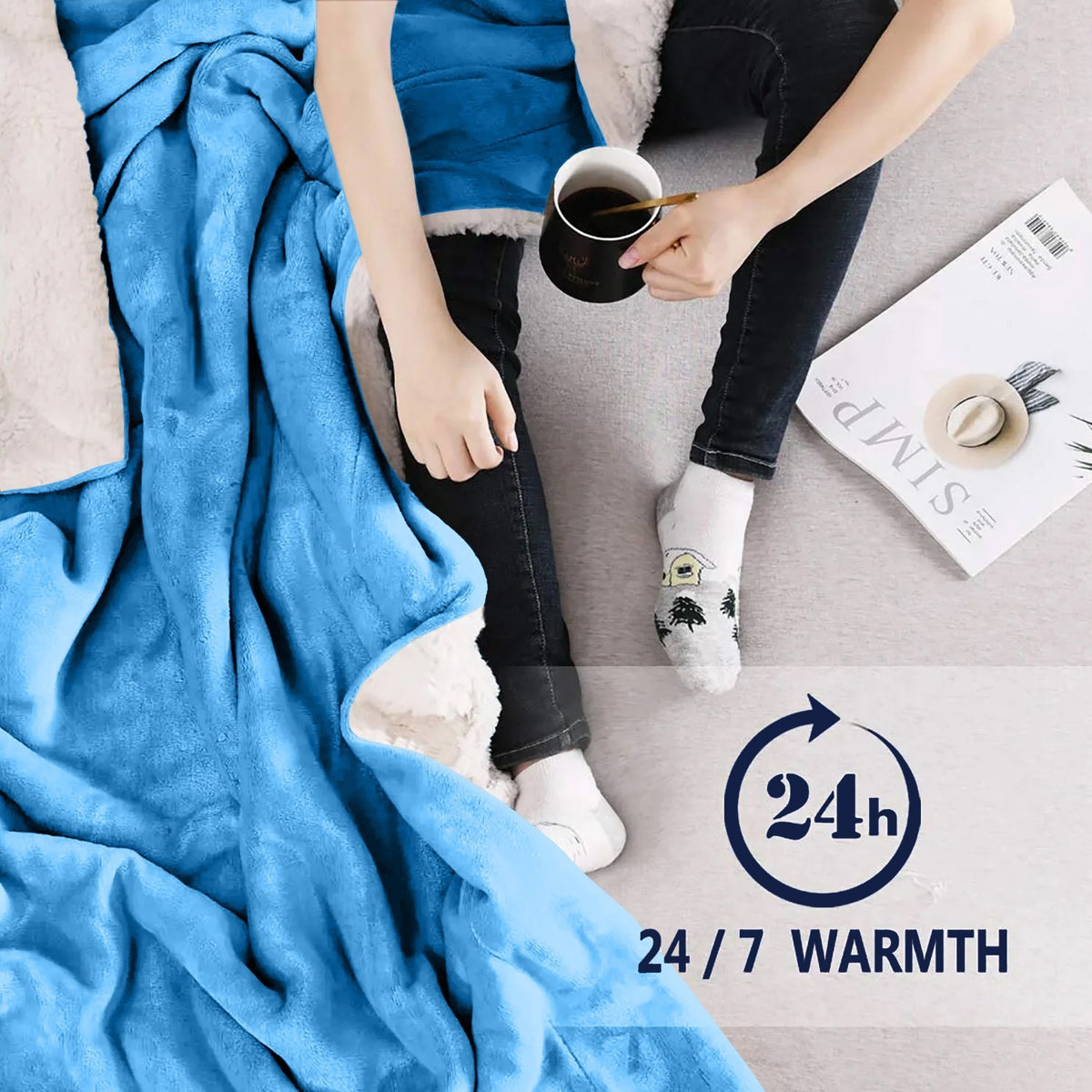 Large Sherpa Fleece Blanket 400 Gsm Super Soft Reversible Warm Sofa Bed Throws