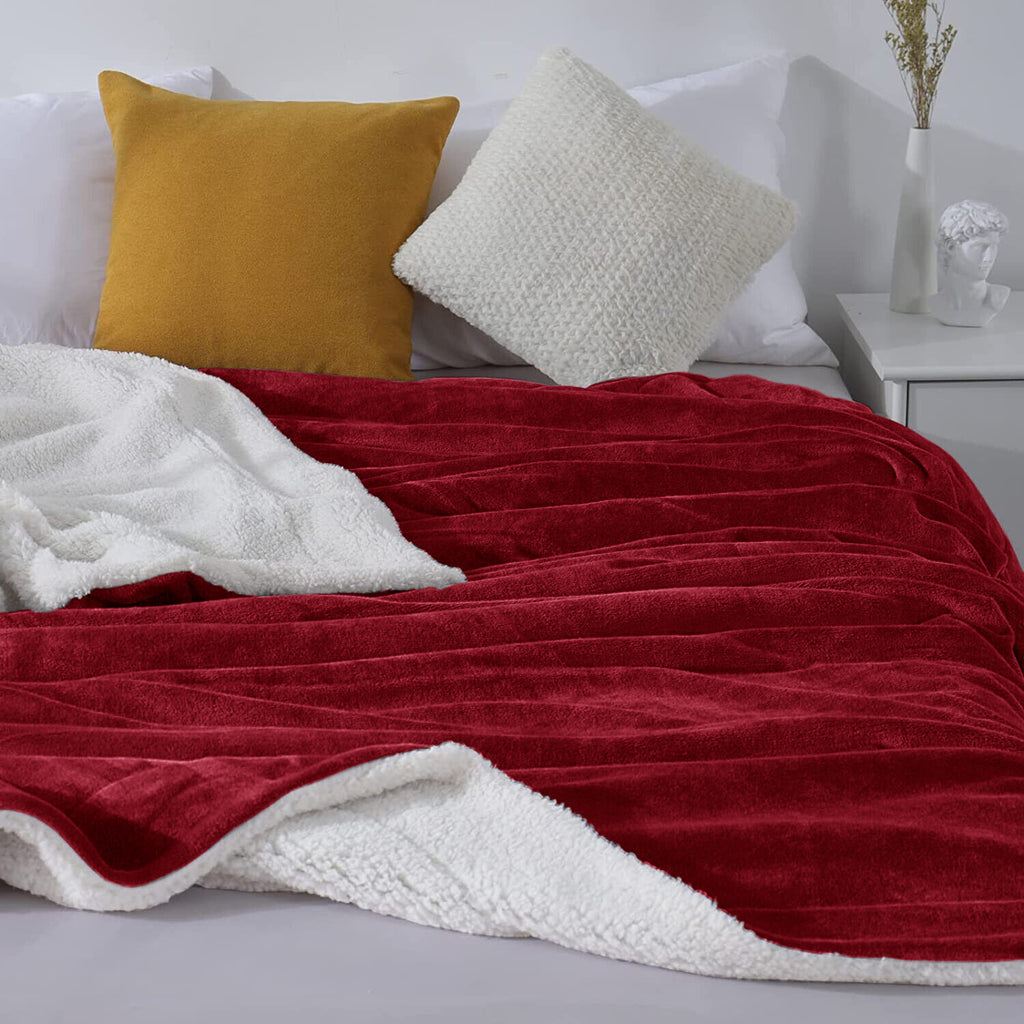 Large Sherpa Fleece Blanket 400 Gsm Super Soft Reversible Warm Sofa Bed Throws