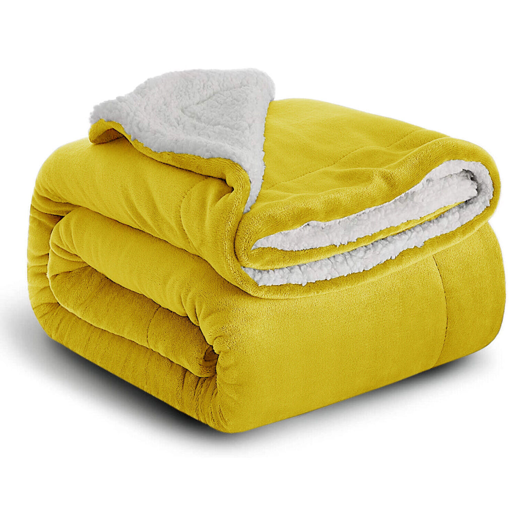 Large Sherpa Fleece Blanket 400 Gsm Super Soft Reversible Warm Sofa Bed Throws
